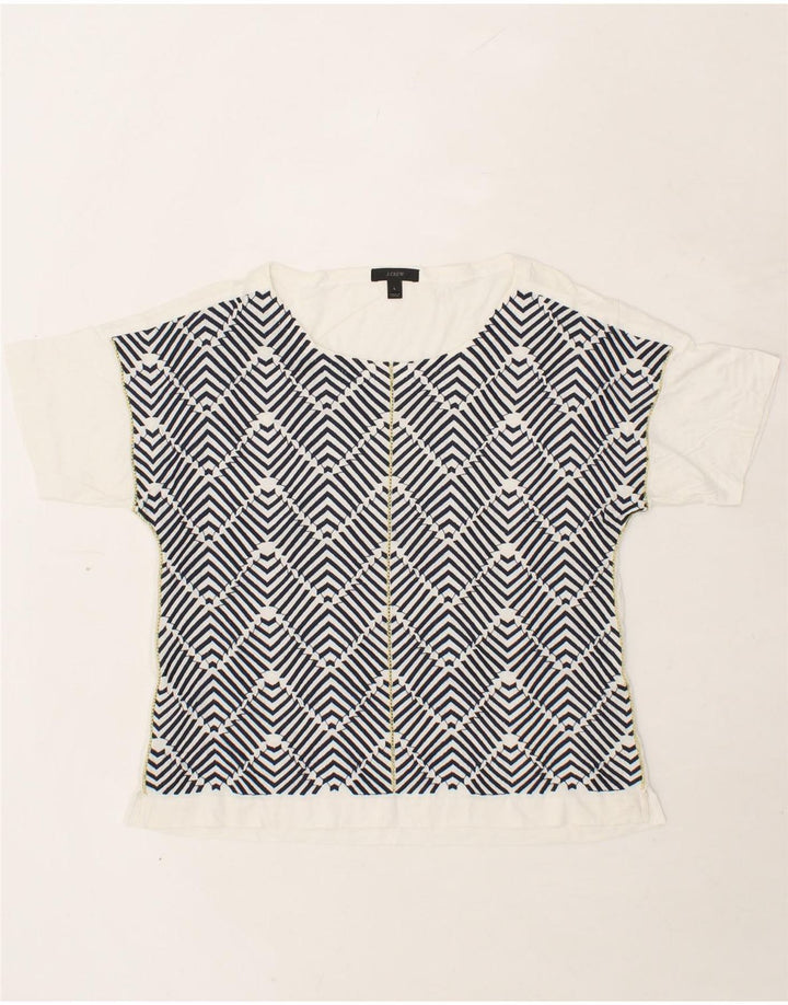 J. CREW Womens Blouse Top UK 16 Large White Chevron Cotton Vintage J. Crew and Second-Hand J. Crew from Messina Hembry 