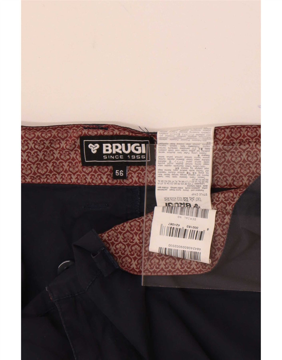 Brugi Mens Chino Shorts W38 XL Azul Marinho Algodão
