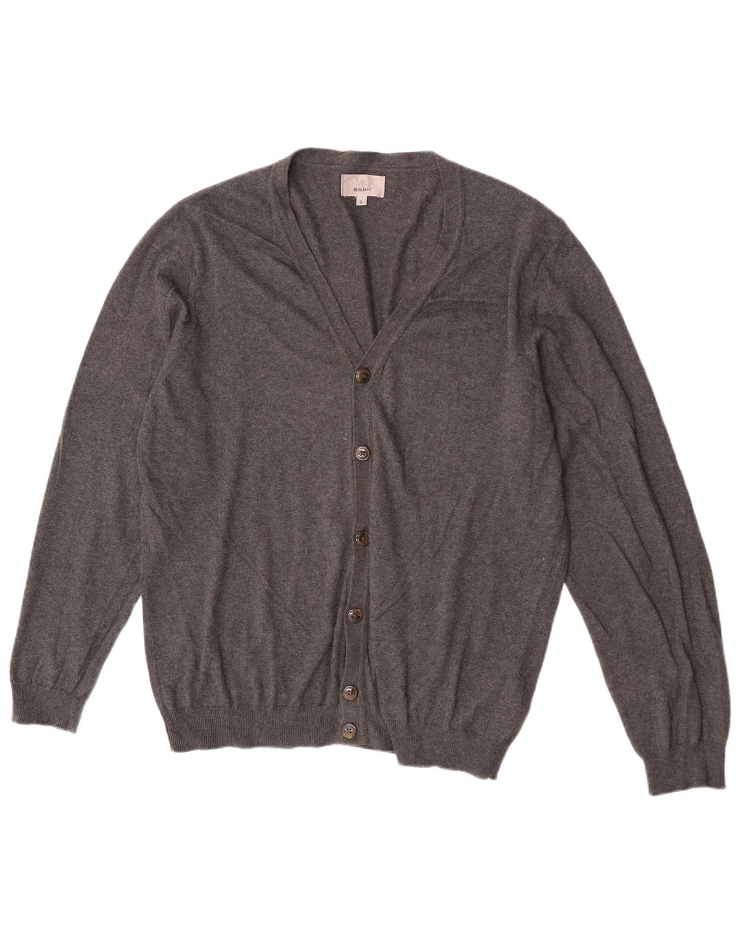 Suéter cardigã masculino Marks & Spencer grande algodão cinza