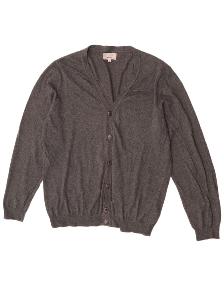 Suéter cardigã masculino Marks & Spencer grande algodão cinza