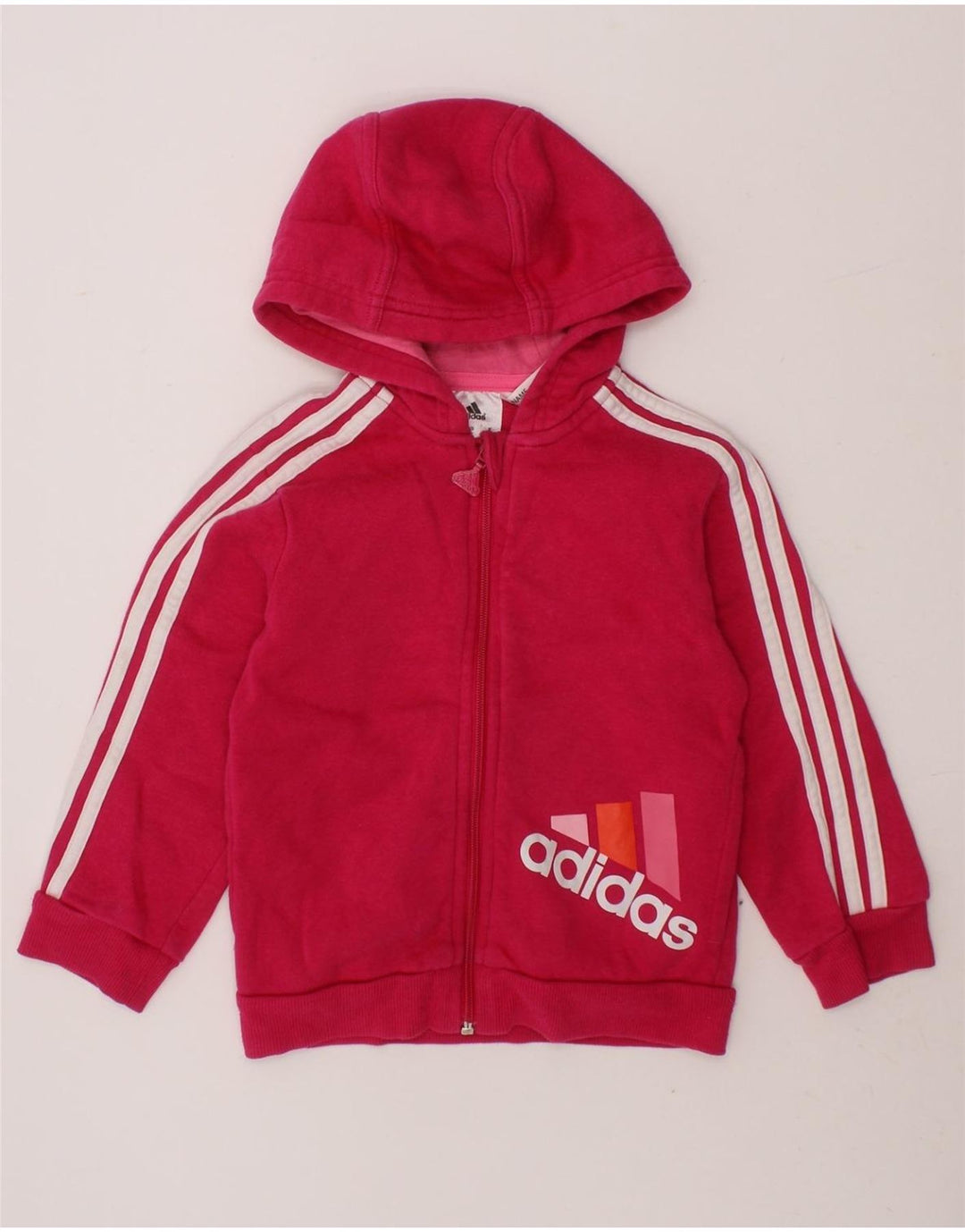 ADIDAS Baby Girls Graphic Zip Hoodie Sweater 18-24 Months Pink Cotton Vintage Adidas and Second-Hand Adidas from Messina Hembry 