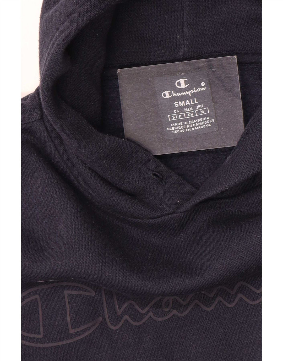 Jumper com capuz gráfico masculino Champion pequeno azul marinho