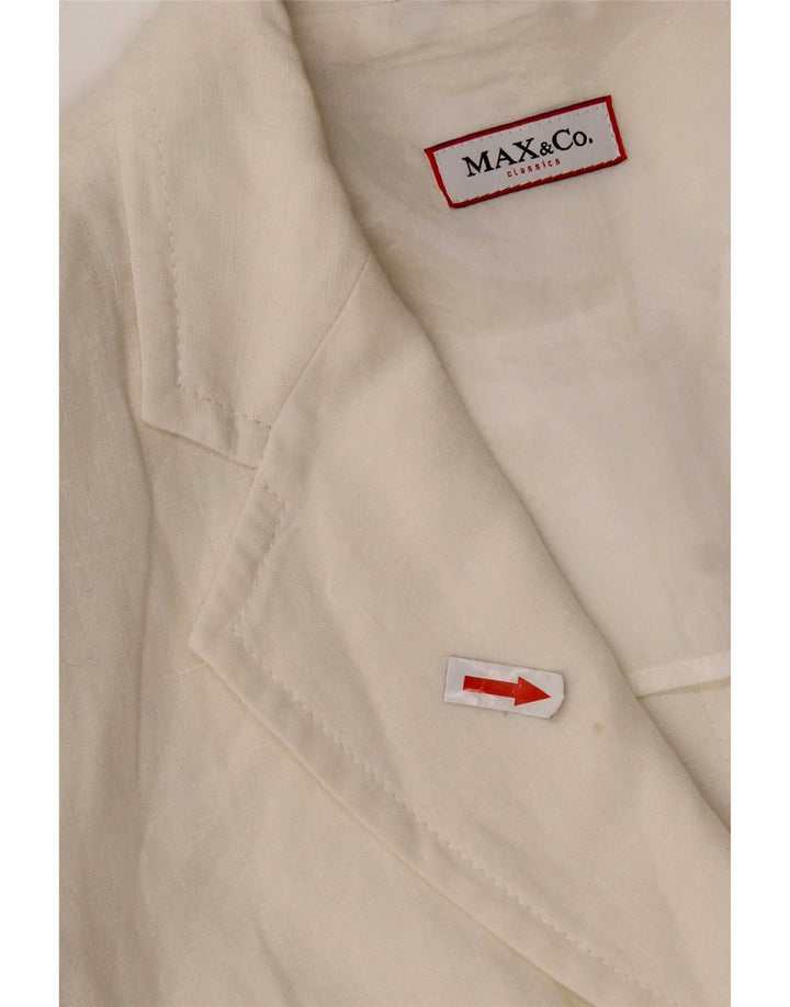 Jaqueta blazer feminina de 3 botões Max & Co. Reino Unido 8 linho branco pequeno