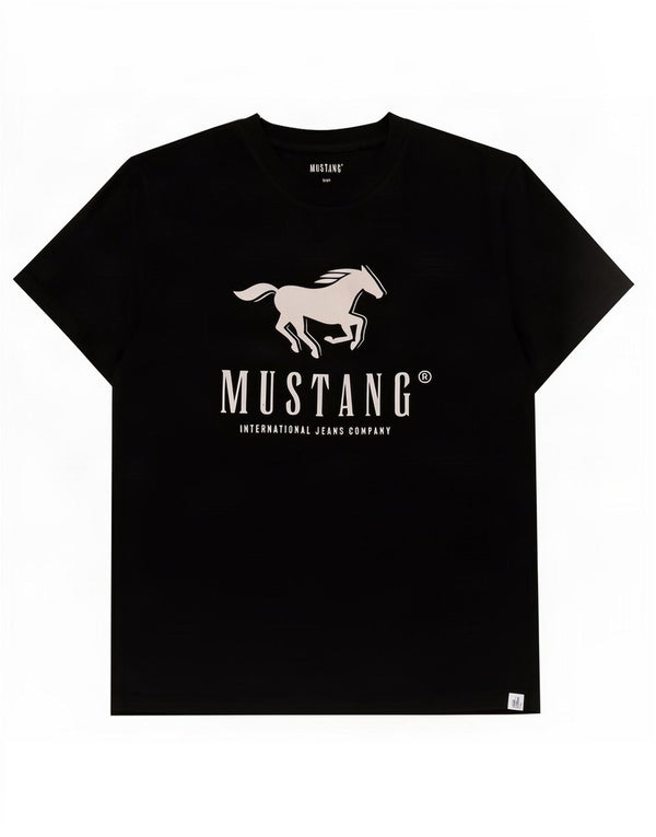 Camiseta feminina Mustang com estampa gráfica UK 16 grande algodão preto