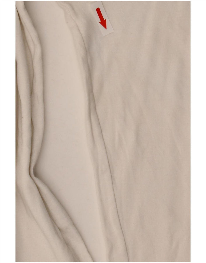 Top feminino Benetton manga 3/4 UK 14 grande algodão branco