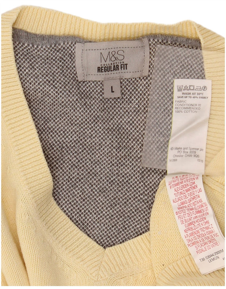 Suéter masculino MARKS & SPENCER com ajuste regular e decote em V, grande algodão bege