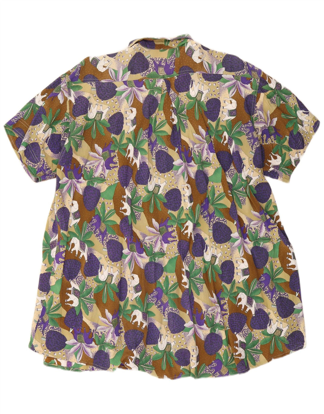 Blusa feminina vintage manga curta IT 46 grande multicolorida