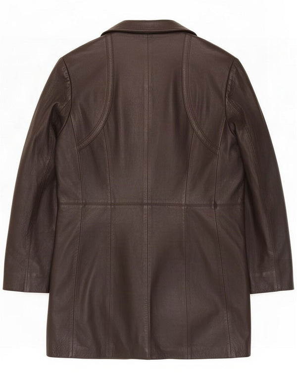 Vintage Mens Leather Coat IT 48 Medium Brown