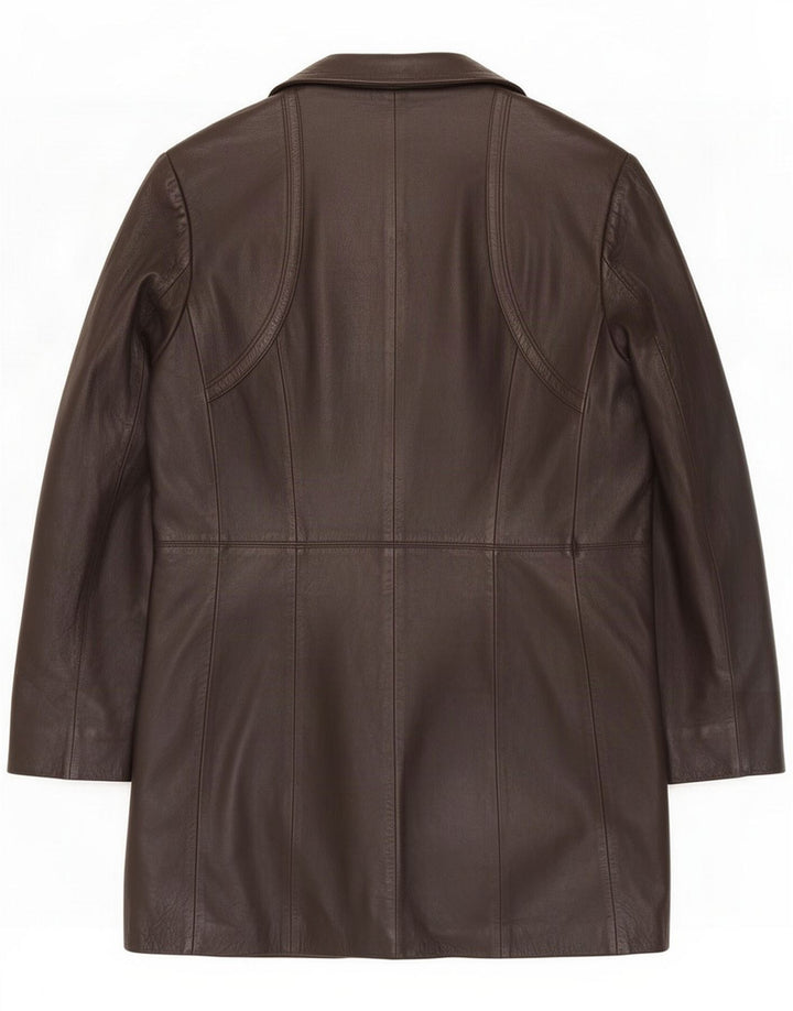 Casaco de couro masculino vintage IT 48 marrom médio