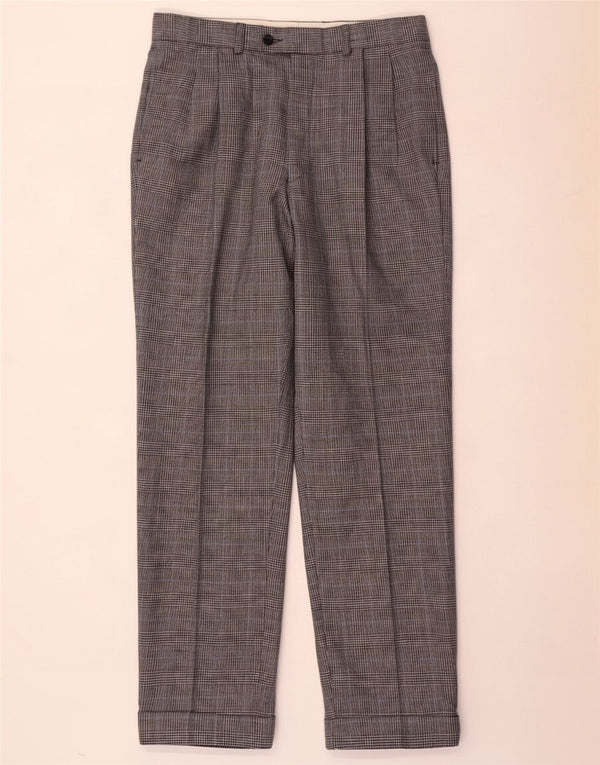 Calça masculina Marks & Spencer St. Michael Pegged Suit W32 L31 cinza xadrez