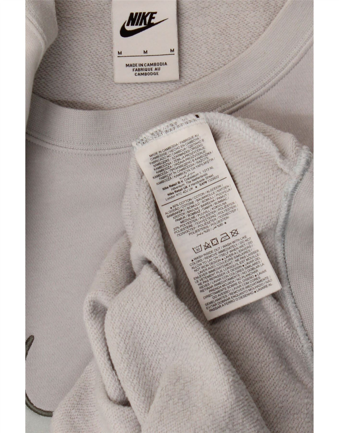 Nike feminino gráfico moletom jumper UK 14 médio cinza algodão
