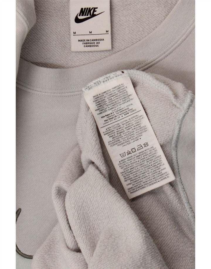 Nike feminino gráfico moletom jumper UK 14 médio cinza algodão