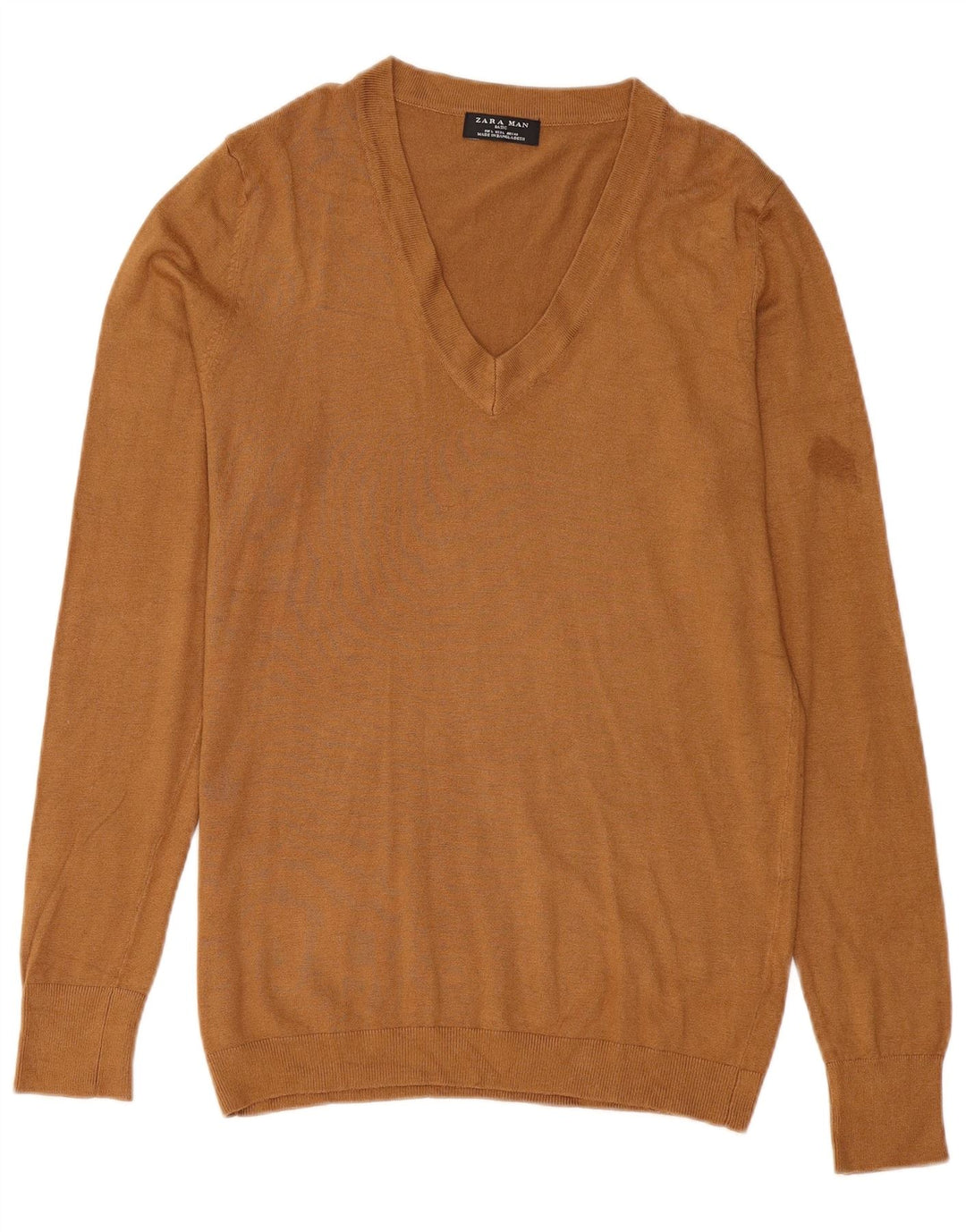Zara Suéter masculino com decote em V grande viscose marrom