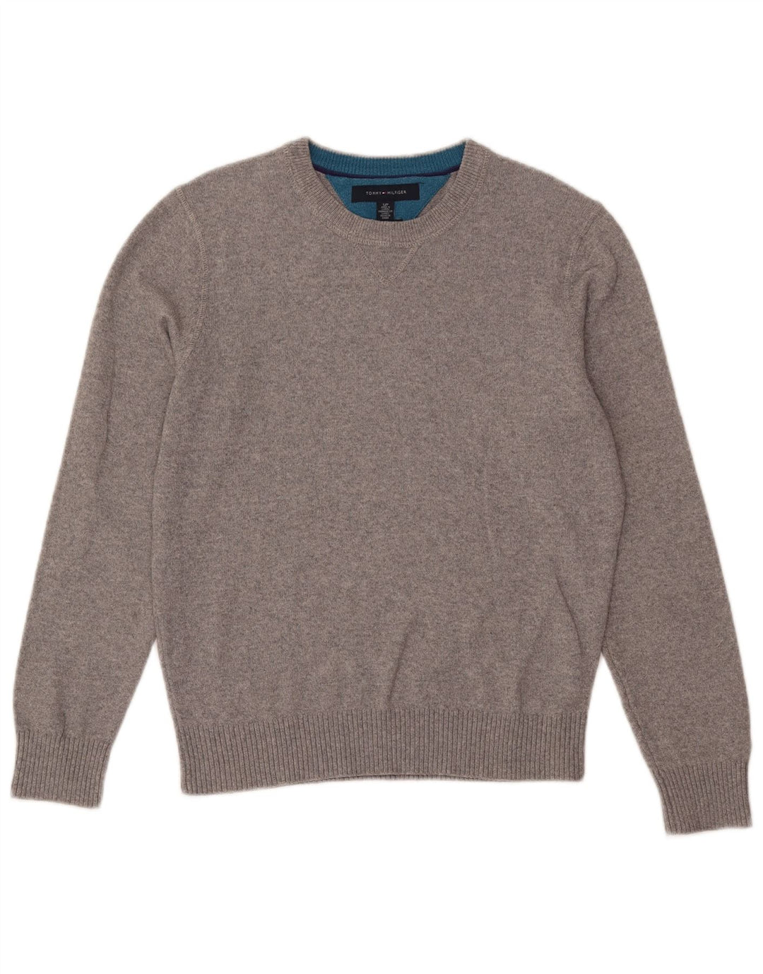 Suéter masculino Tommy Hilfiger com gola redonda e algodão cinza pequeno