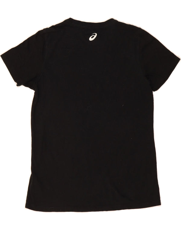 Camiseta feminina ASICS com estampa gráfica UK 12 médio algodão preto
