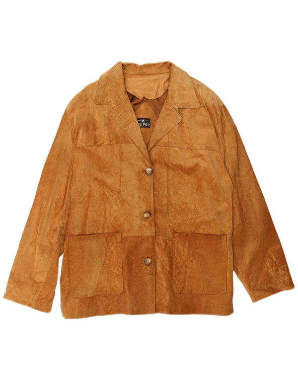 Jaqueta feminina de camurça oversized Vera Pelle IT 48 XL couro bege