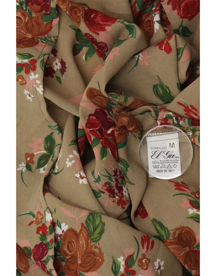 Saia evasê feminina VINTAGE médio W28 poliéster floral bege