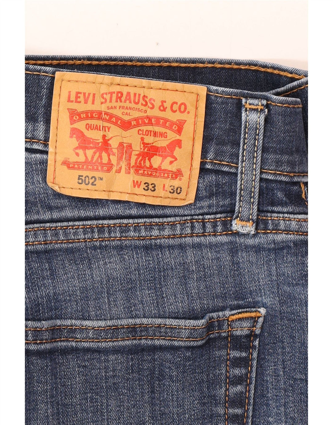 LEVI'S Masculino 502 Shorts Jeans W33 Médio Azul Algodão