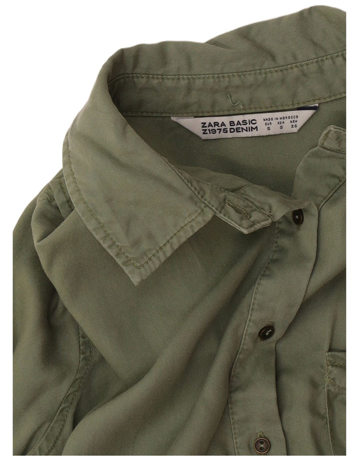 Camisa militar feminina Zara UK 10 pequena verde