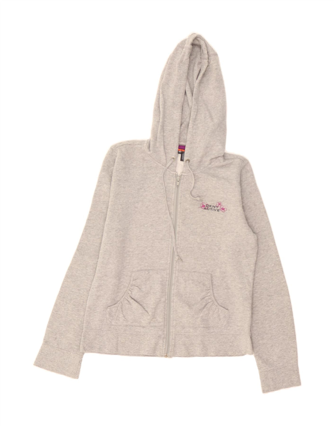 DKNY Girls Zip Hoodie Sweater 11-12 Years Large Grey Cotton Vintage Dkny and Second-Hand Dkny from Messina Hembry 