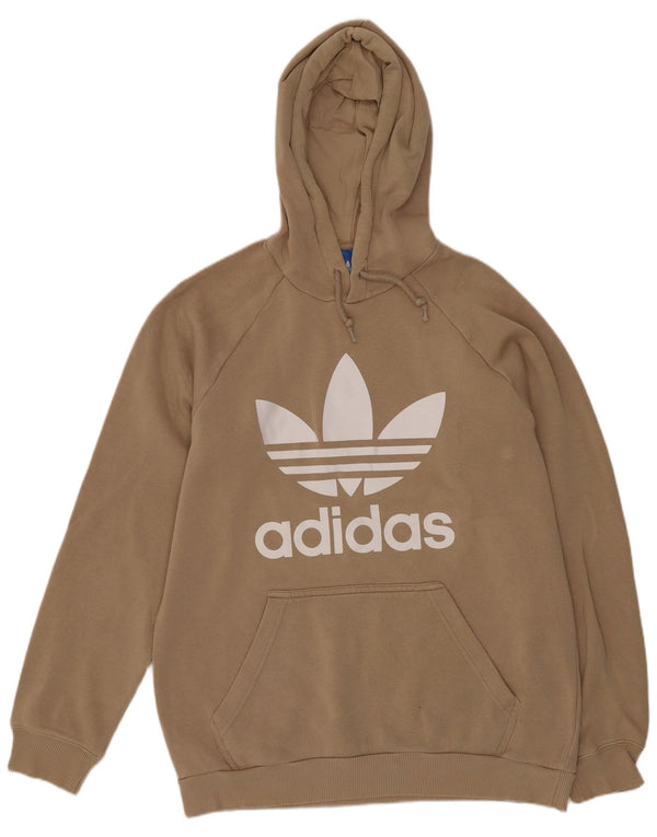 Adidas masculino gráfico moletom com capuz médio algodão bege