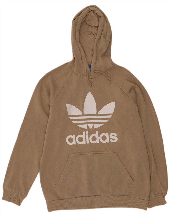 Adidas masculino gráfico moletom com capuz médio algodão bege