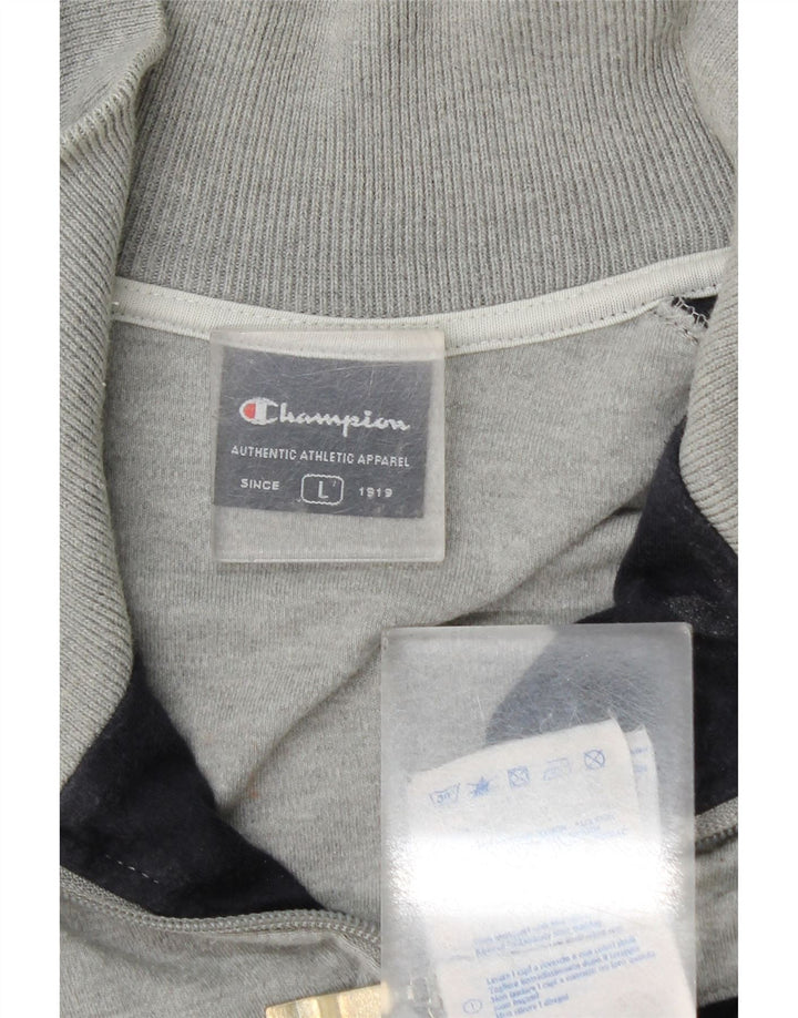 Jaqueta masculina de agasalho Champion grande cinza colorblock algodão