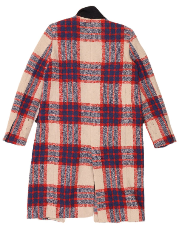 Sobretudo aberto feminino Zara UK 10 pequeno acrílico xadrez multicolorido