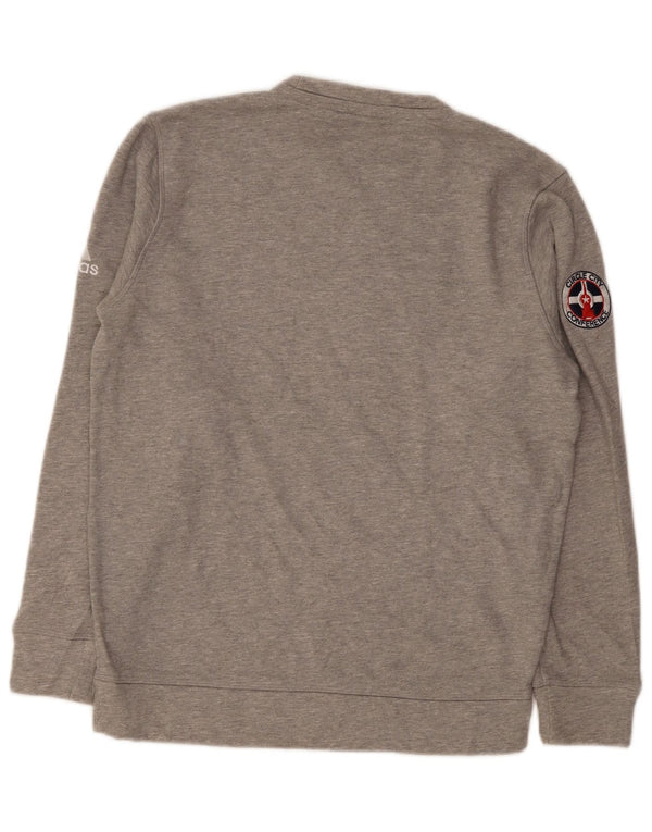 Adidas Mens Brebeuf Basketball Graphic Moletom Jumper Médio Algodão Cinza