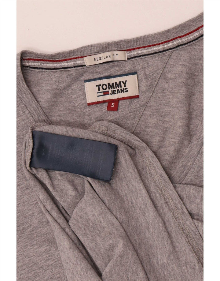 Camiseta masculina Tommy Hilfiger top pequeno algodão cinza