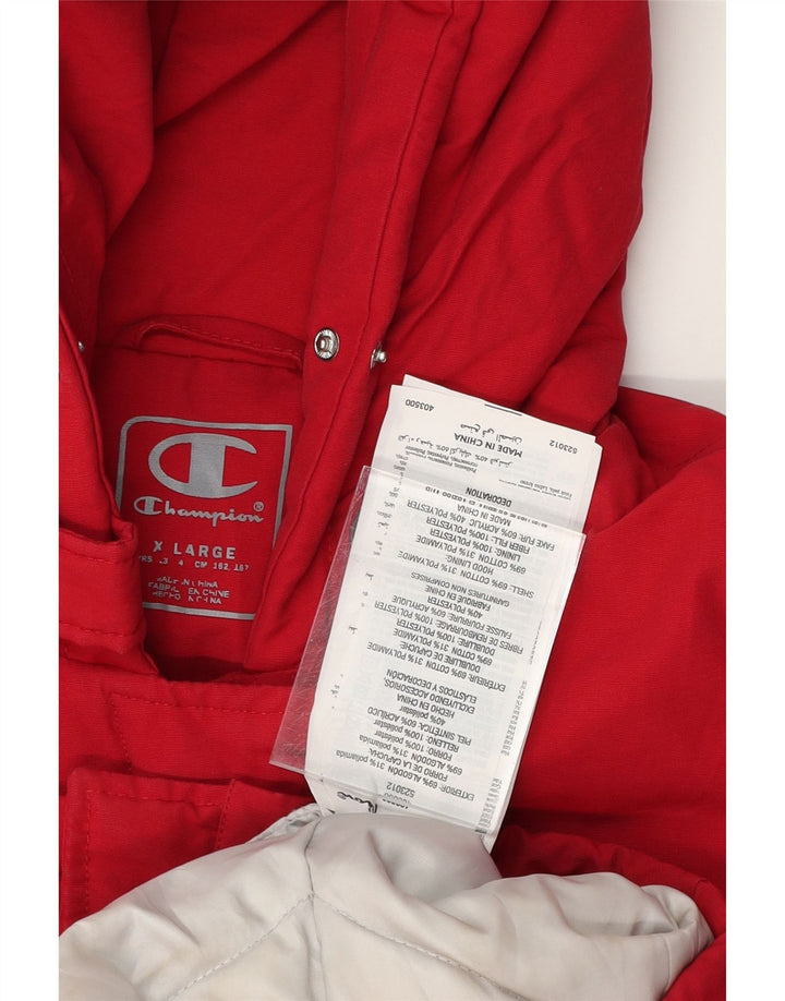 CHAMPION Girls Hooded Padded Jacket 13-14 Years XL  Red Cotton Vintage Champion and Second-Hand Champion from Messina Hembry 