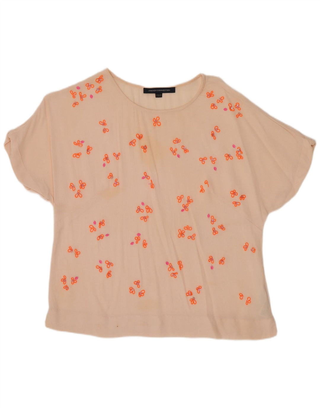 Blusa feminina French Connection Top UK 8 pequena viscose floral rosa