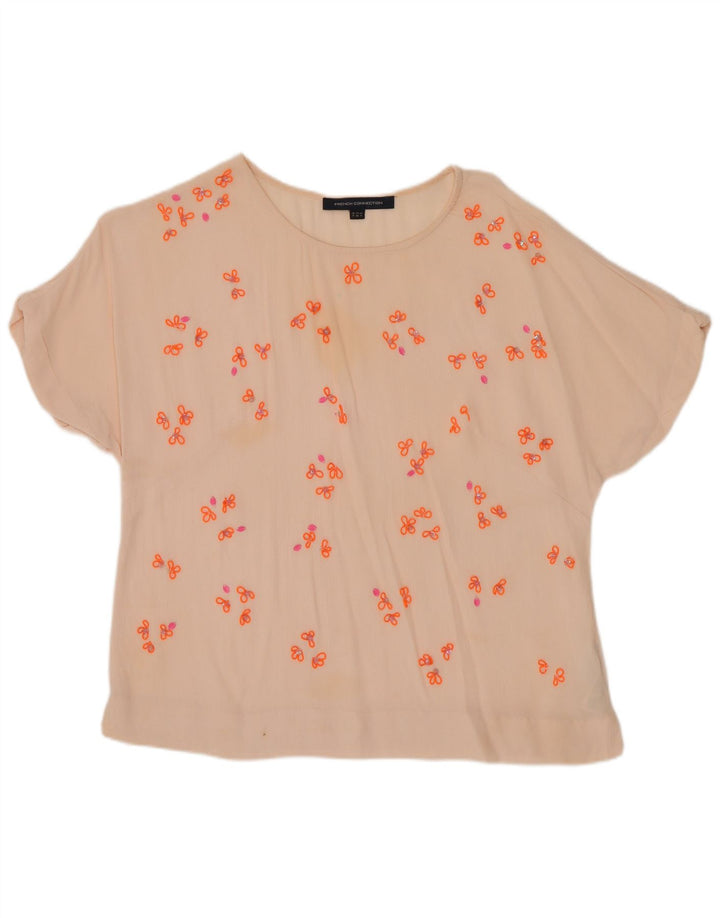 Blusa feminina French Connection Top UK 8 pequena viscose floral rosa