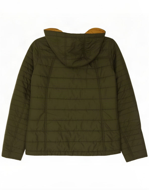 Jaqueta acolchoada feminina com capuz Barbour Reino Unido 8 poliéster verde pequeno