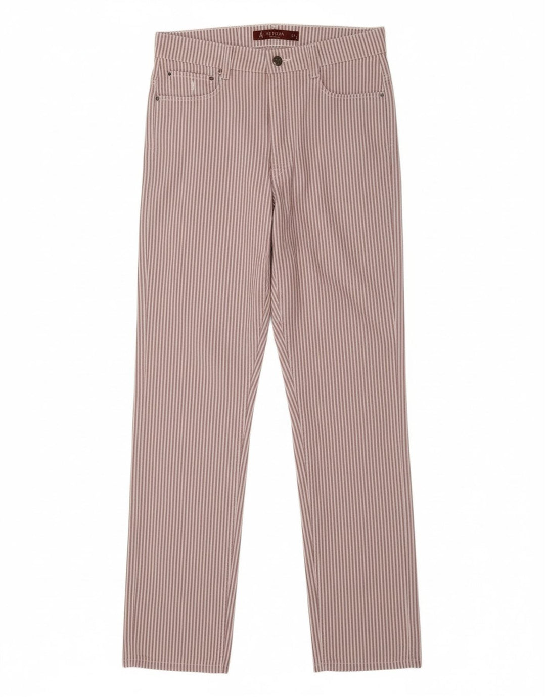 Calça feminina casual reta SIVIGLIA W31 L33 algodão listrado roxo
