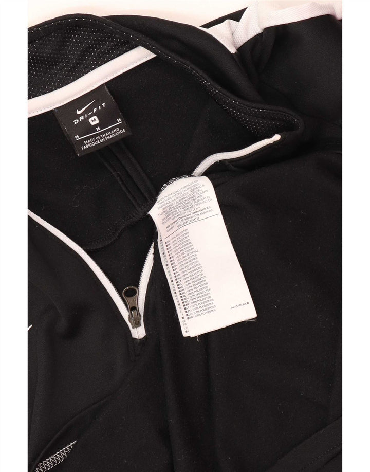 Nike Mens Dri Fit Zip Neck Pullover Treino Top Médio Preto Colourblock