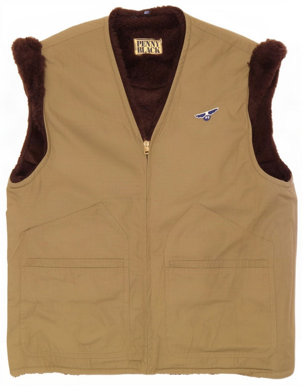 Penny Black Womens Sherpa Gilet UK 14 Grande bloco colorido bege