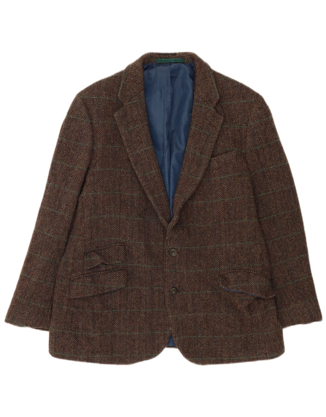Jaqueta blazer masculina de 2 botões Marks & Spencer Reino Unido 44 2XL lã xadrez marrom