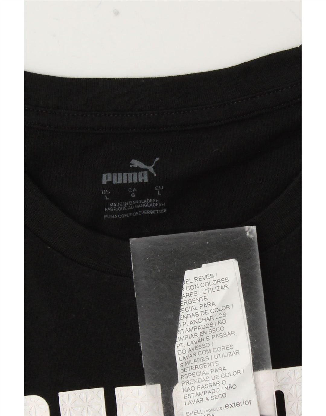Camiseta masculina PUMA com estampa gráfica grande de algodão preto