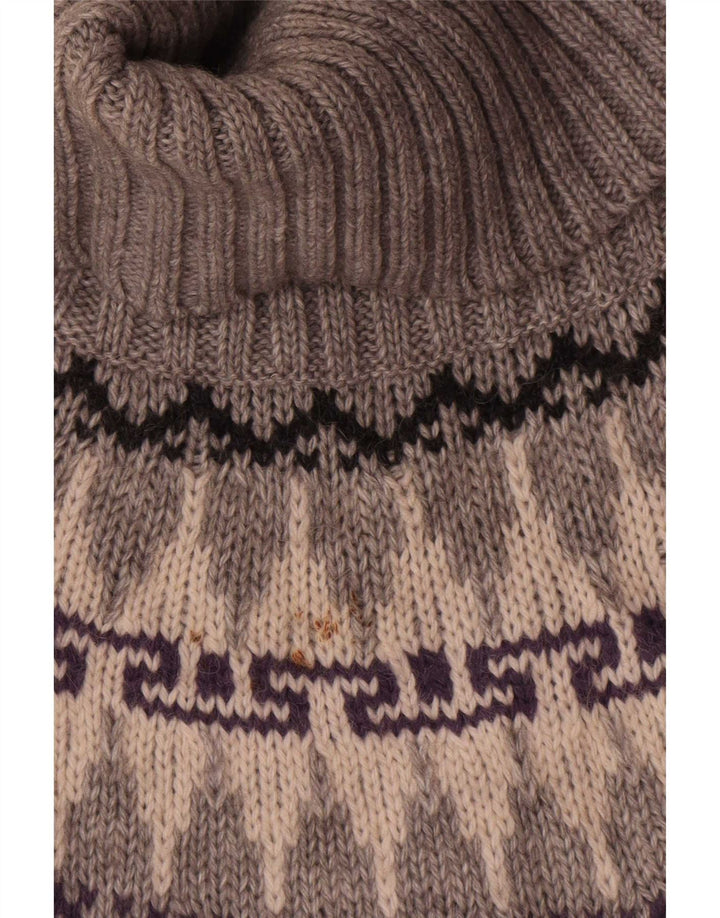 Suéter feminino Marks & Spencer com gola redonda Reino Unido 12 cinza médio Fair Isle