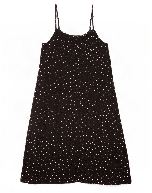 Vestido de verão feminino Marks & Spencer Reino Unido 14 grande viscose preta manchada