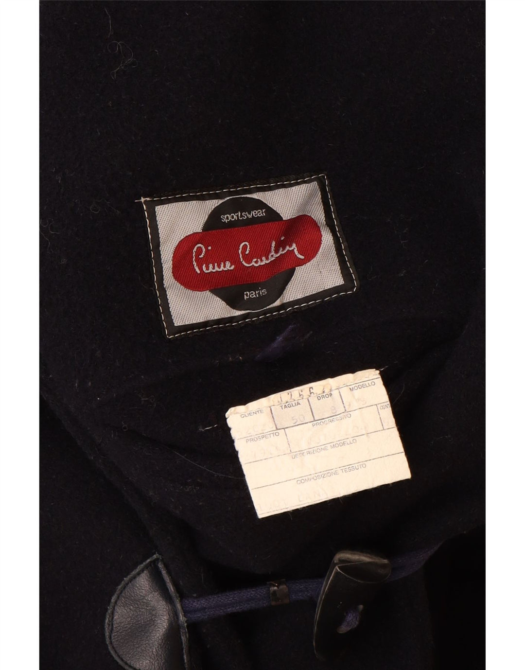 Casaco masculino Pierre Cardin com capuz IT 50 grande lã azul marinho