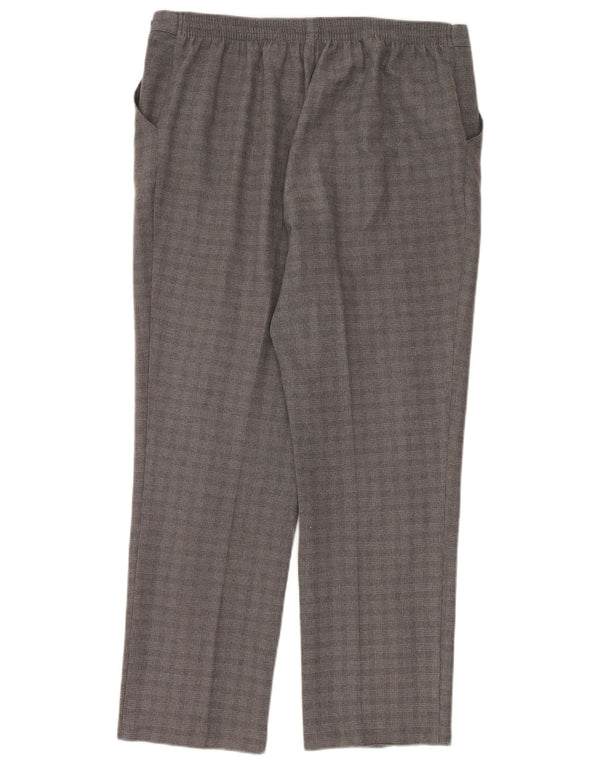 Calça casual feminina Marks & Spencer UK 16 grande W36 L28 cinza xadrez