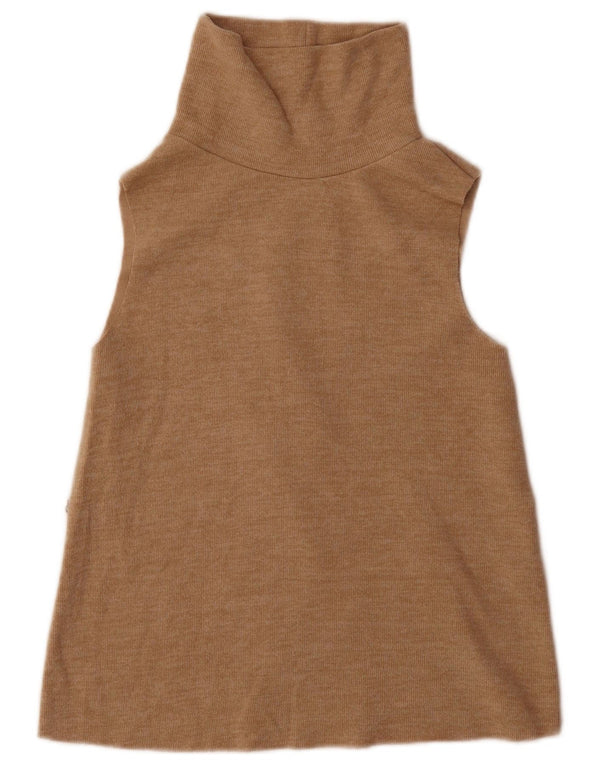 Colete feminino Zara UK 8 pequeno algodão bege