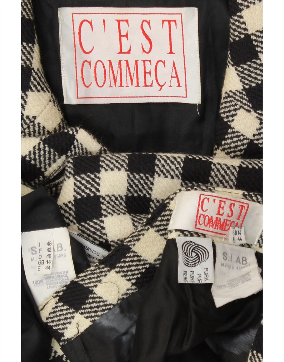 Conjunto de saia feminina C'EST COMMECA de 2 peças Reino Unido 14 médio W30 preto guingão