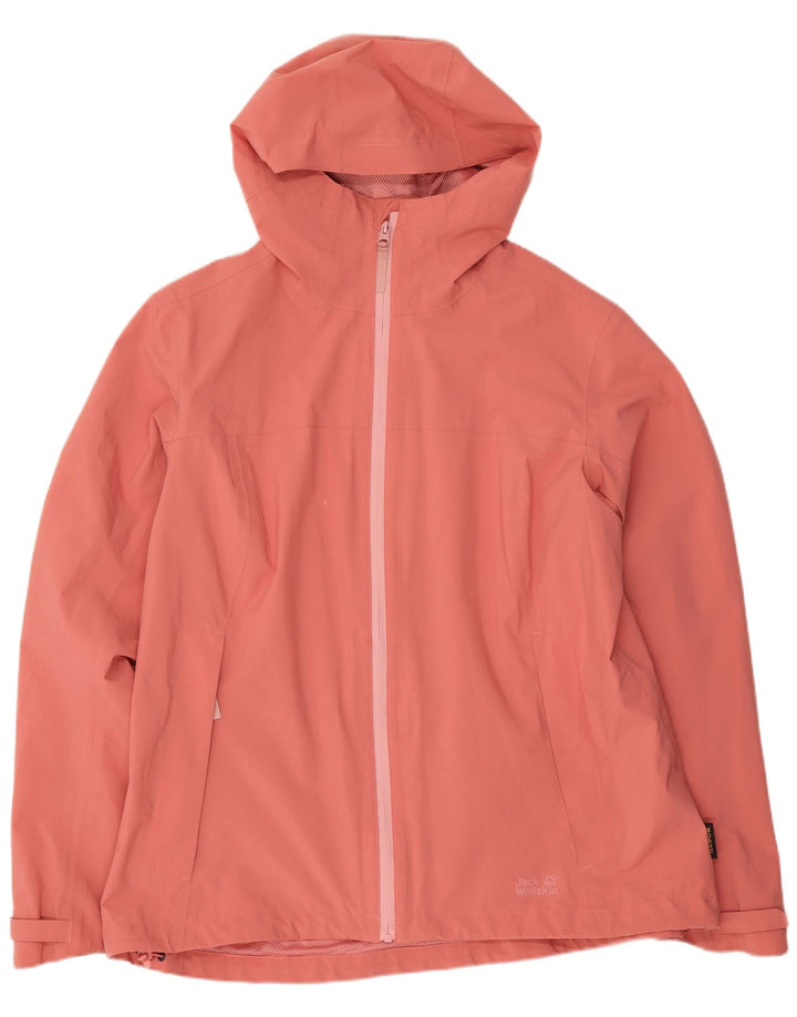 Jaqueta de chuva feminina com capuz Jack Wolfskin Reino Unido 18 XL poliéster rosa