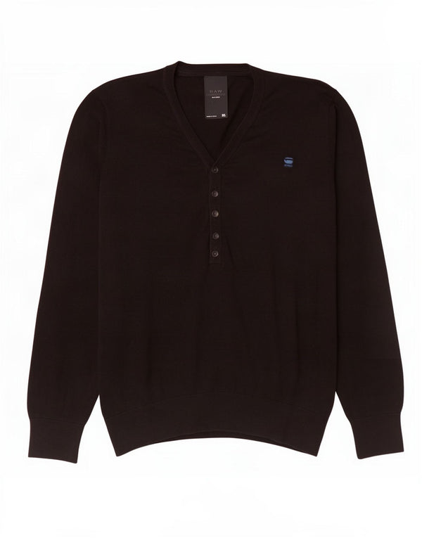 Suéter masculino G-Star com decote em V XL algodão preto