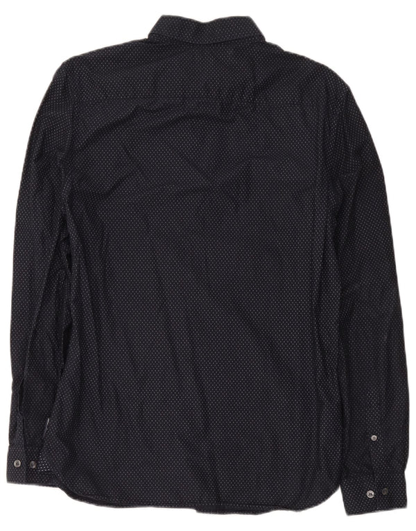 Camisa masculina French Connection algodão manchado azul marinho médio