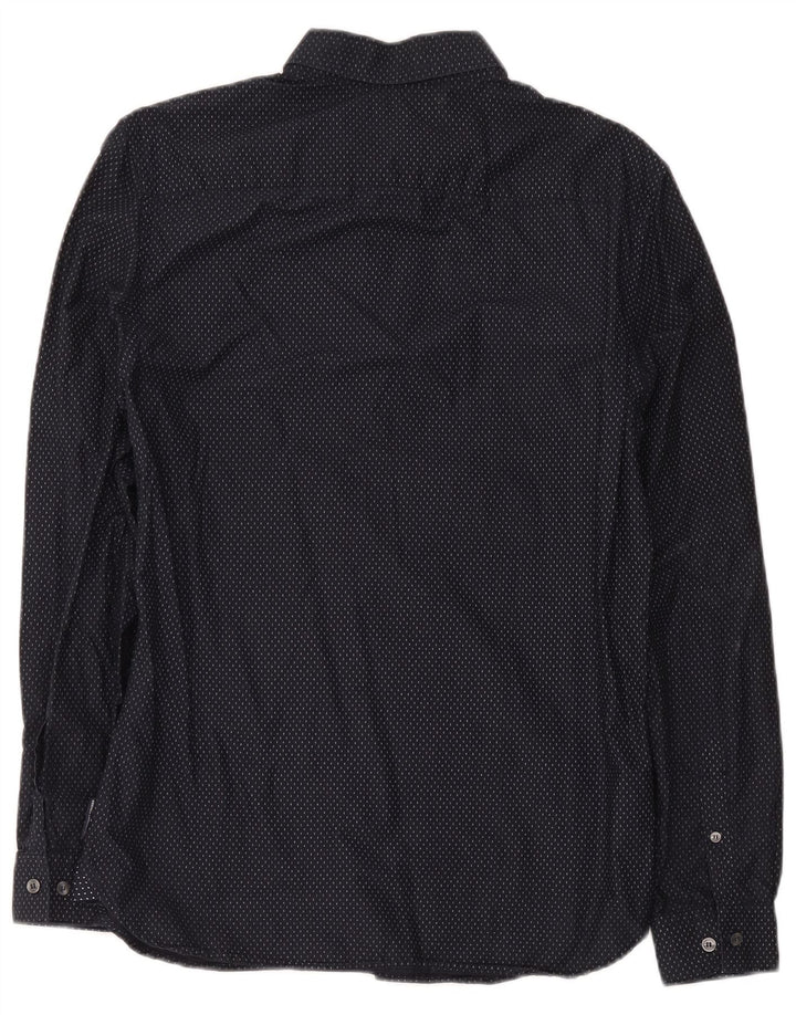 Camisa masculina French Connection algodão manchado azul marinho médio
