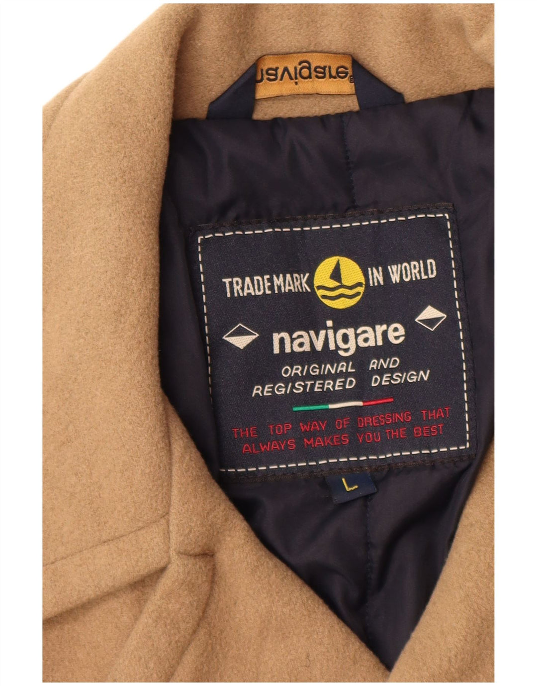 Navigare Mens Pea Coat UK 40 Grande Lã Bege